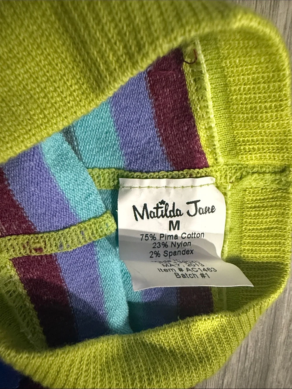 Matilda Jane Lime Green Striped Knee-Highs with Aqua, Purple and Maroon